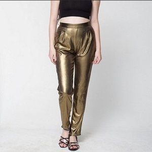 American Apparel Gold Lame Metallic Disco Pants